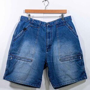 Denim Jean Cargo Shorts Jorts Baggy Hip Hop Mac Sport 36 VTG Y2K Streetwear